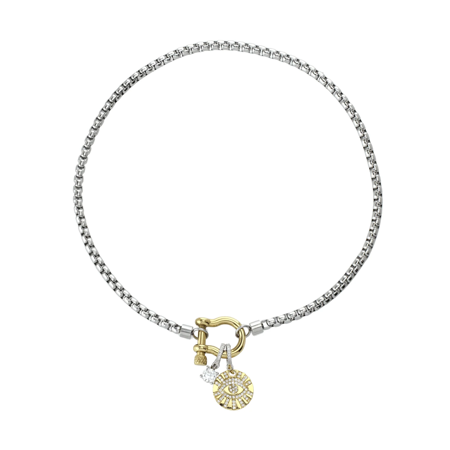Herradura Clip On Evil Eye Necklace 18.5"