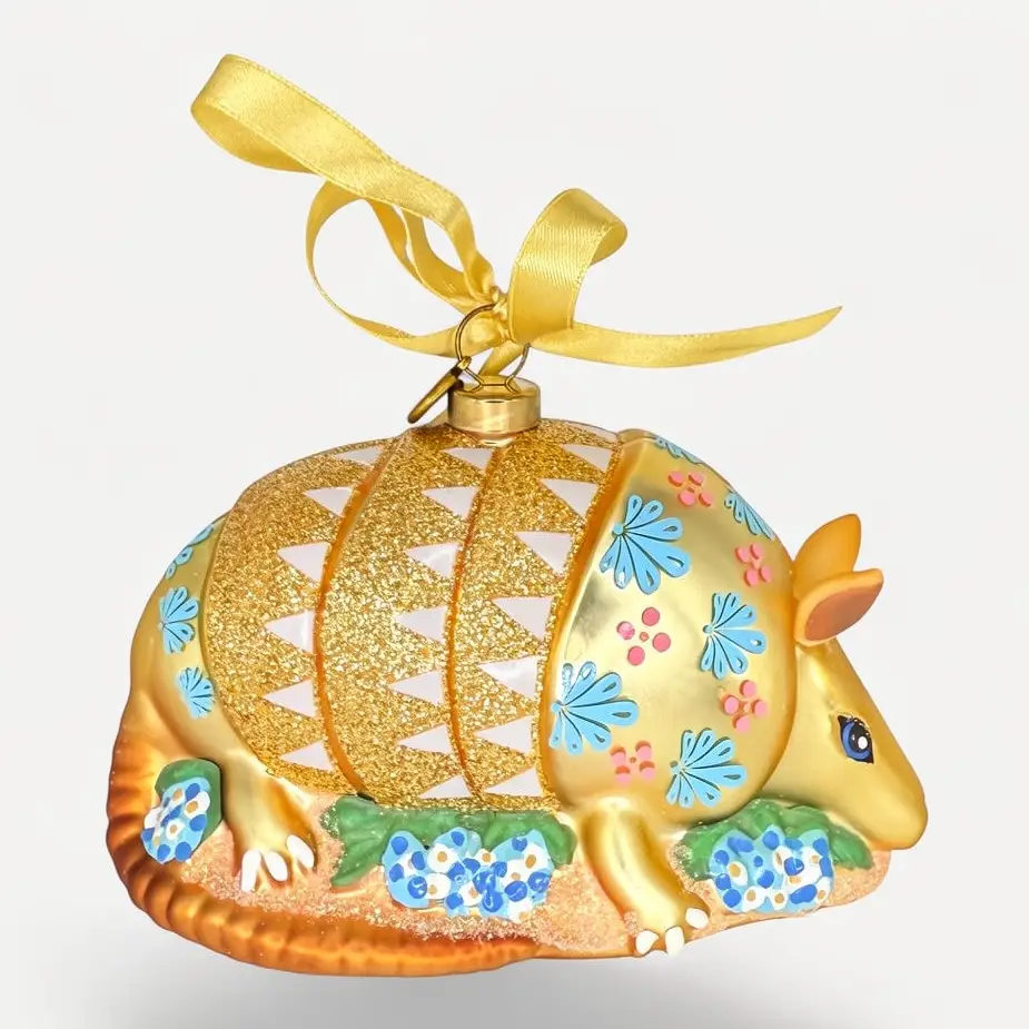 Texas Armadillo Blown Glass Christmas Ornament – 2026