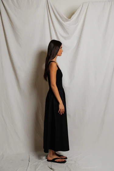 Fabiola Poplin Tank Dress in True Black