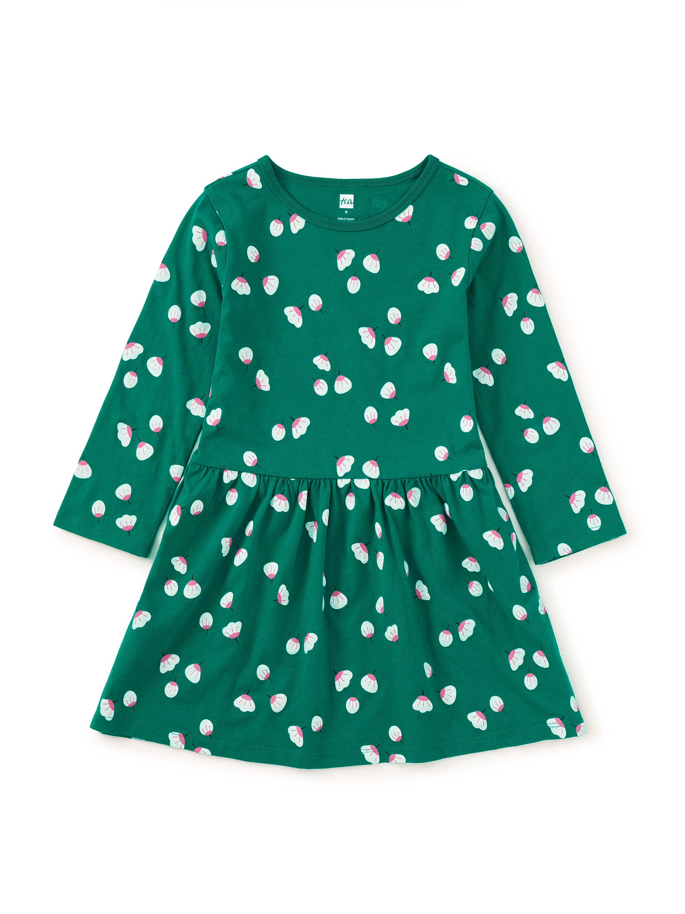 Fan Floral Long Sleeve Skirted Dress