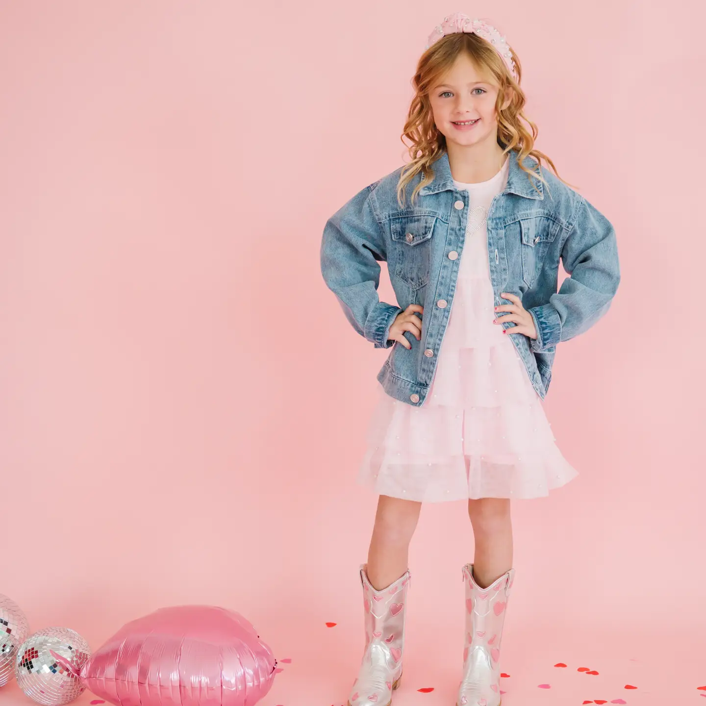 Pearl Heart Patch Denim Jacket