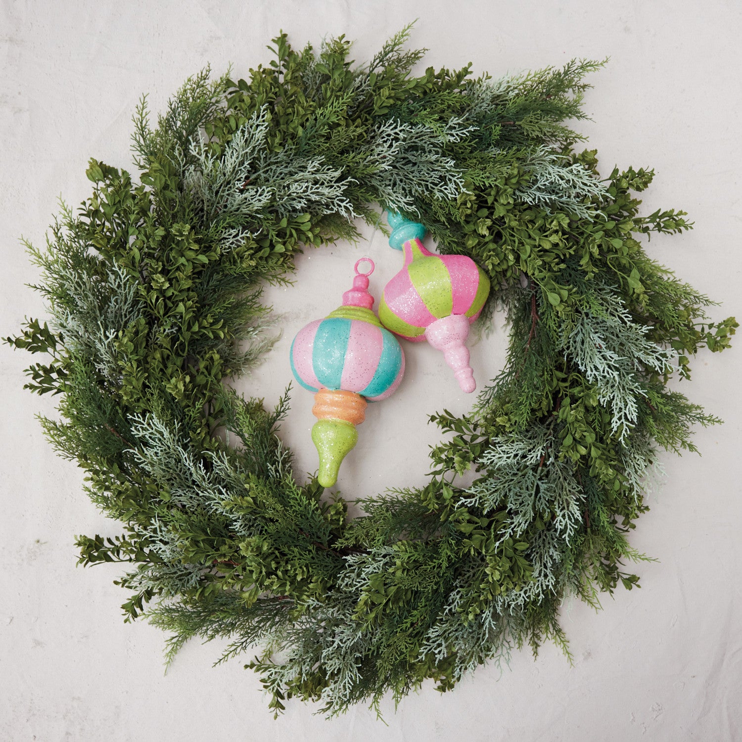 Oversized 14" Painted Metal Ornament with Glitter