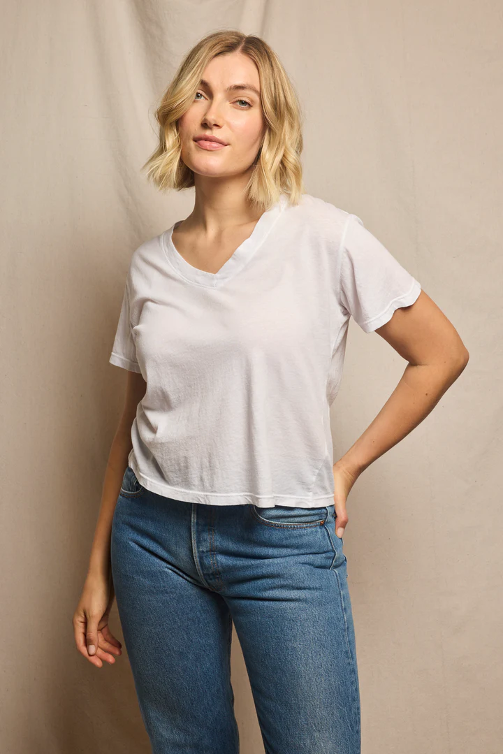 Hendrix Crispy Lightweight Cotton Boxy V-Neck Tee