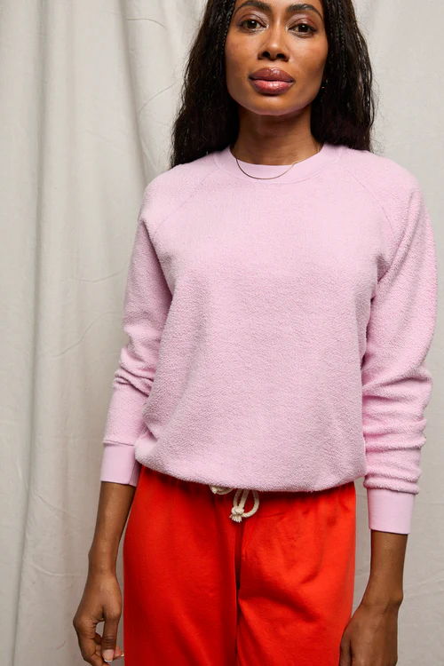 Sugar Pink Ziggy Inside Out Fleece Shrunken Crewneck