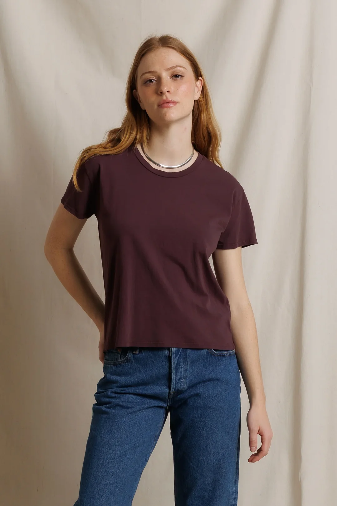Cherry Lacquer Harley Cotton Boxy Crew Tee