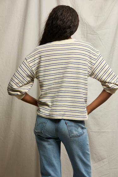 Cobalt Sugar Stripe Roxy Terry Sweatshirt