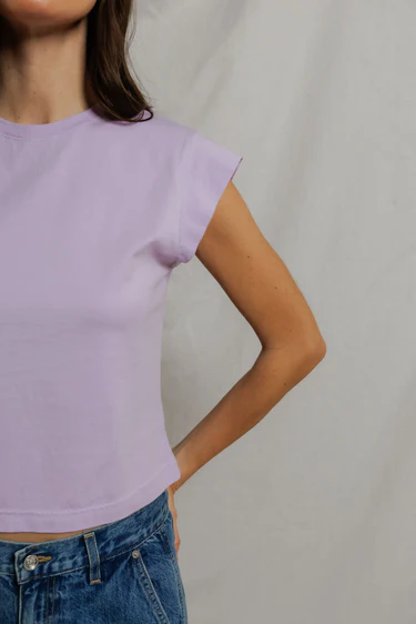 Ultraviolet Porter Supima Cap Sleeve Tee