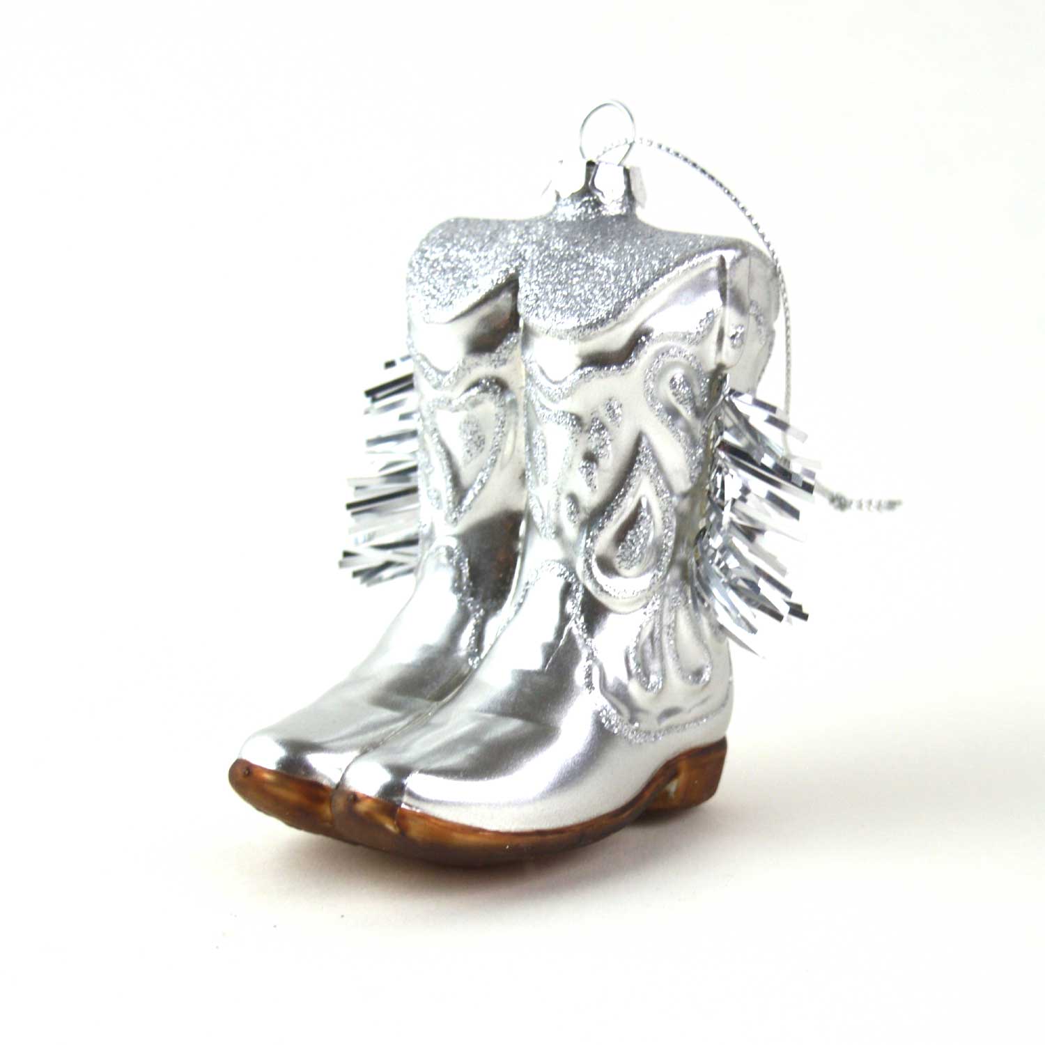 Silver Cowboy Boots Ornament