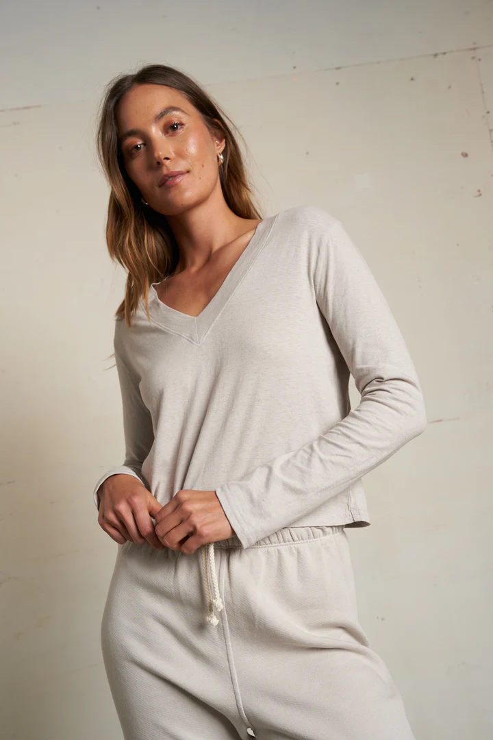 Silver Fiona LS Recycled V-Neck