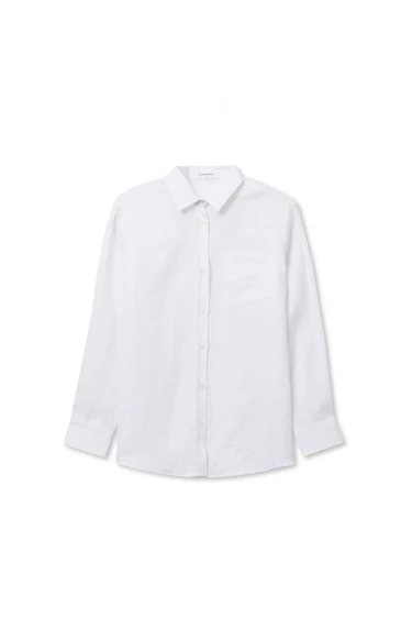 White Lorelai Oversized Linen Button Down