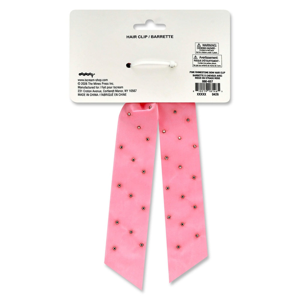 Pink Rhinestone Bow Hair Clip