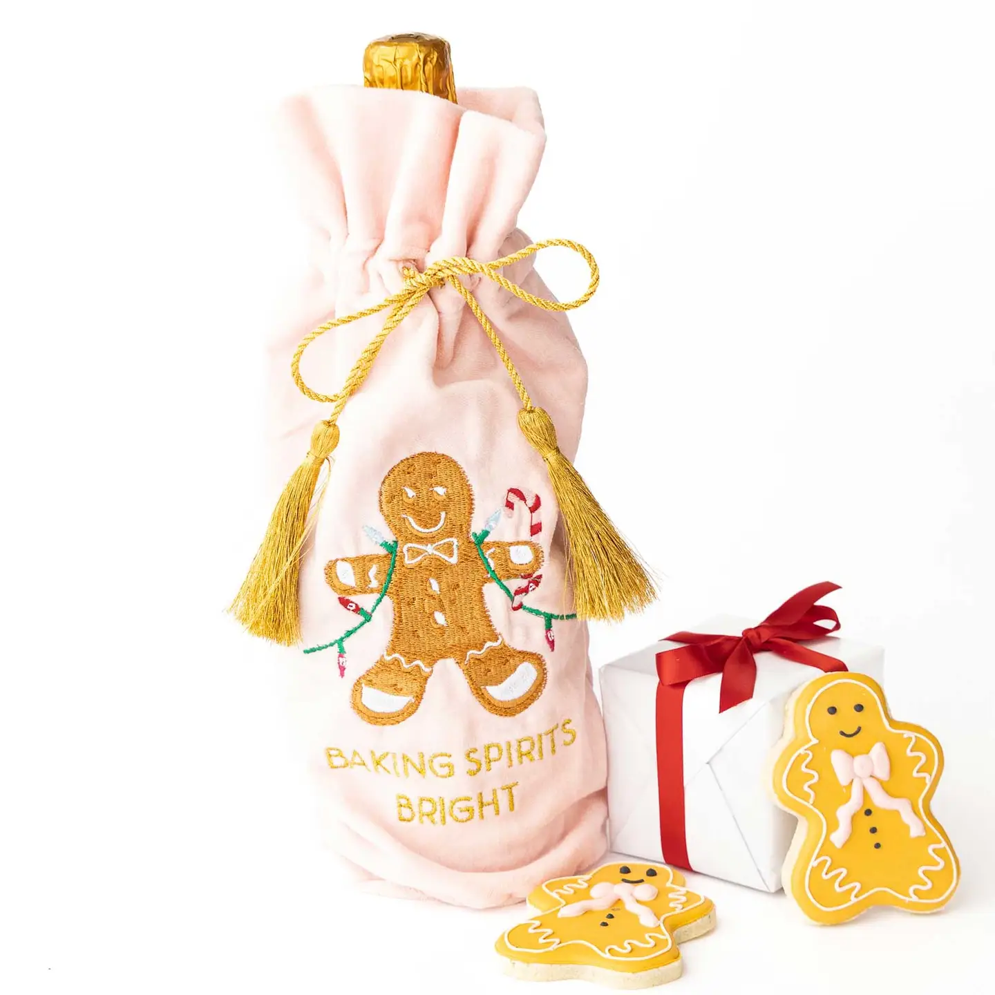 Gingerbread Velvet Wine Gift Bag