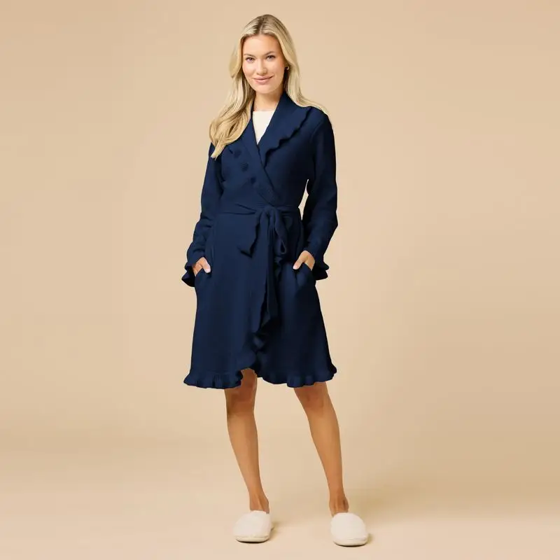 Midnight Ruffle Chenille Robe