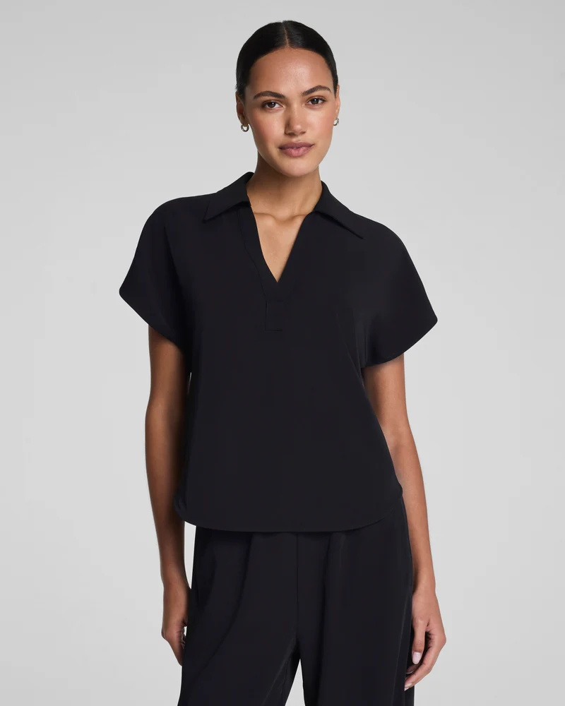 Spanx® CarryOn Collared Tee in Black
