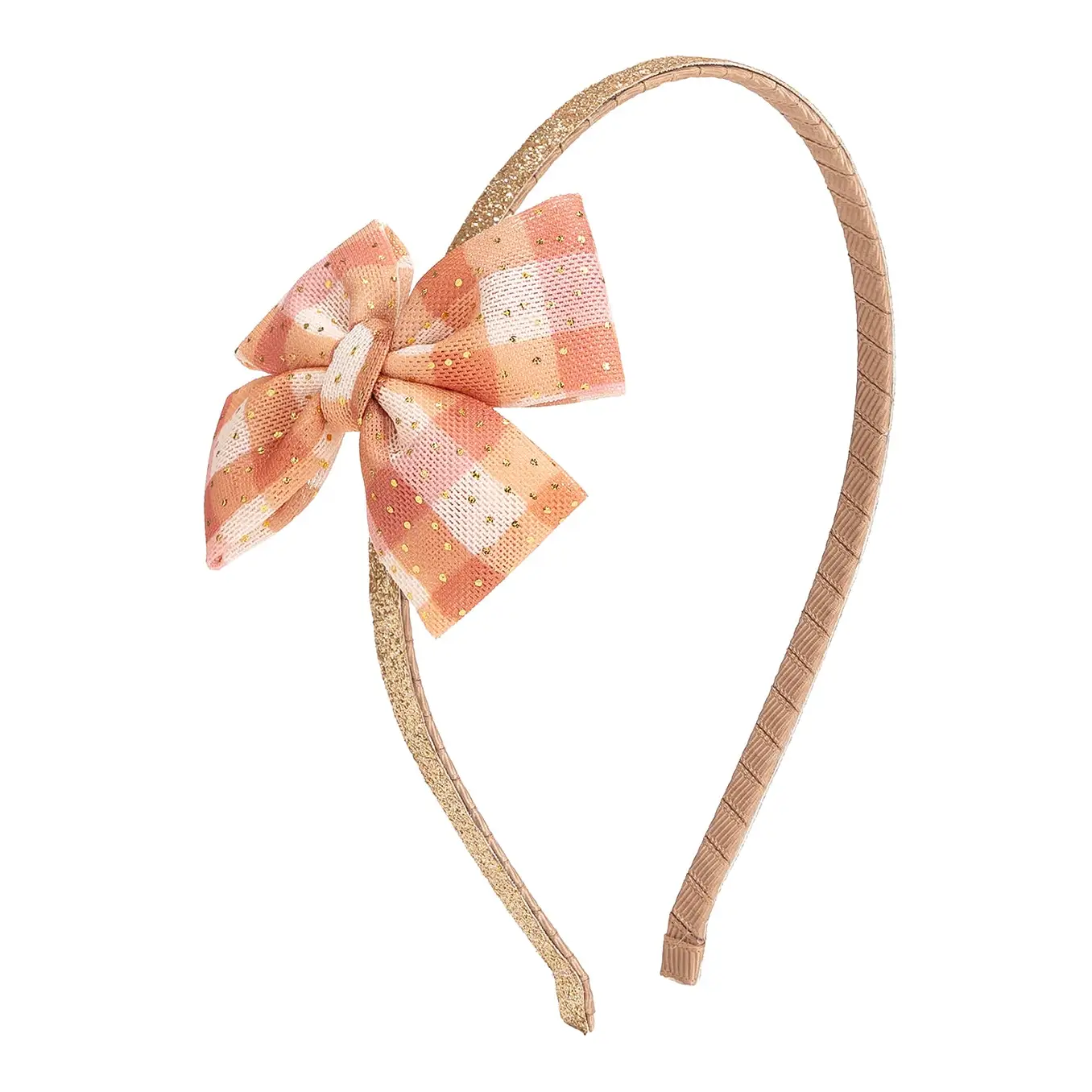 Cinnamon Plaid Tulle Bow Headband