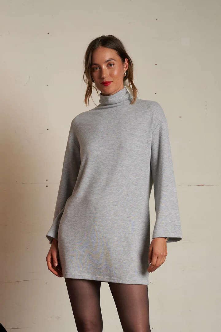 Heather Grey Anette Mock Neck Dress