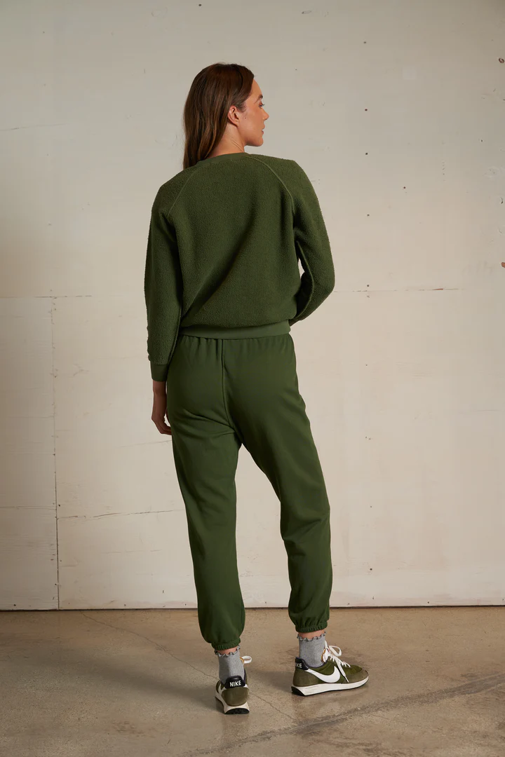 Fern Green Ziggy Inside Out Fleece Shrunken Crewneck