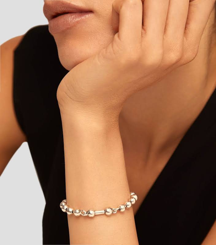Silver Beaded Charm Bracelet