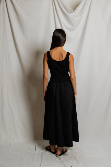 Fabiola Poplin Tank Dress in True Black