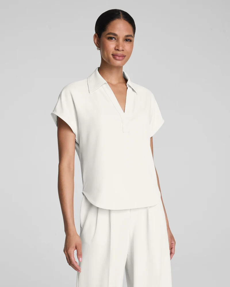 Spanx® CarryOn Collared Tee in Ivory