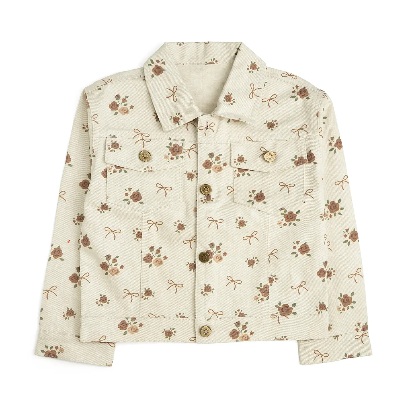 Mocha Floral Denim Jacket