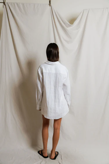 White Lorelai Oversized Linen Button Down
