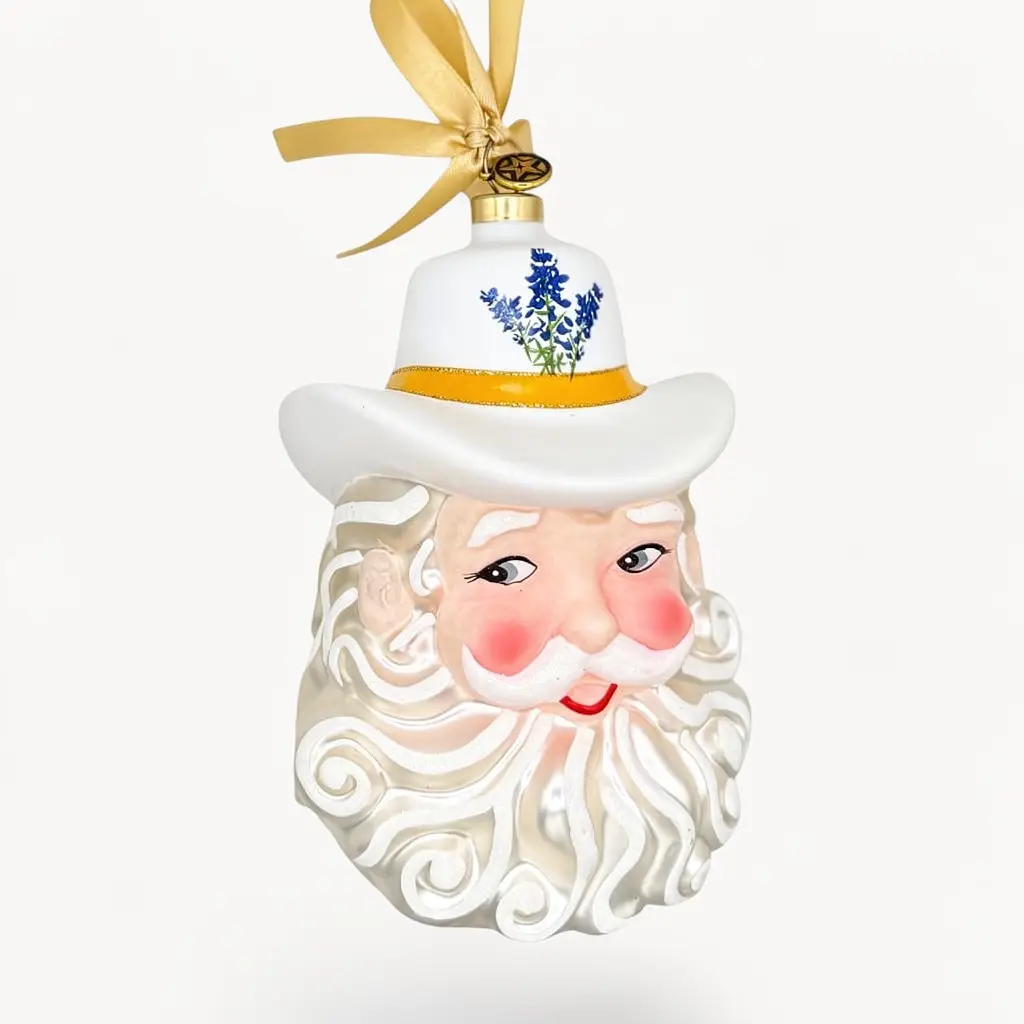 Cowboy Santa Blown Glass Texas Christmas Ornament – 2026