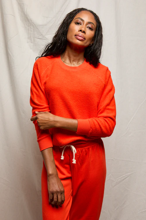 Tomato Ziggy Inside Out Fleece Shrunken Crewneck