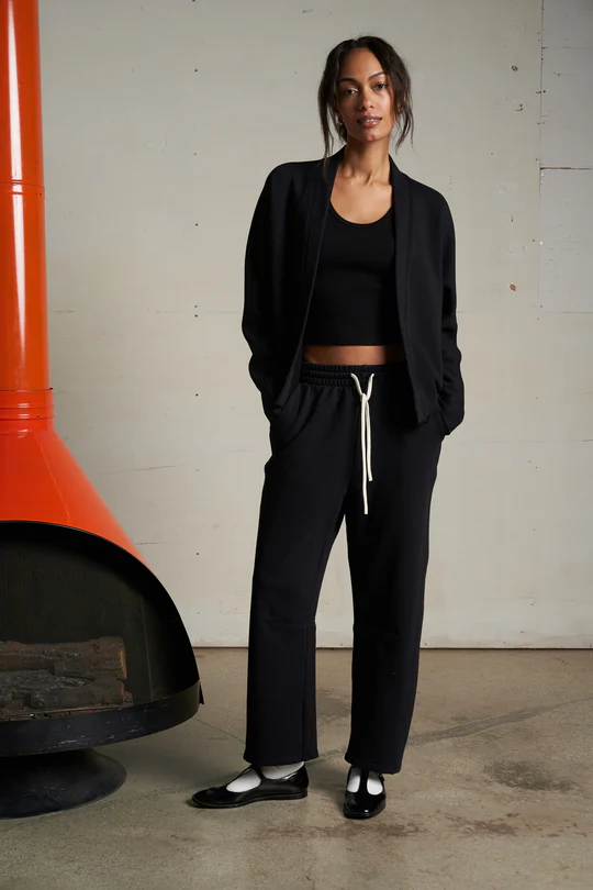 True Black Olivia Fleece Cardigan