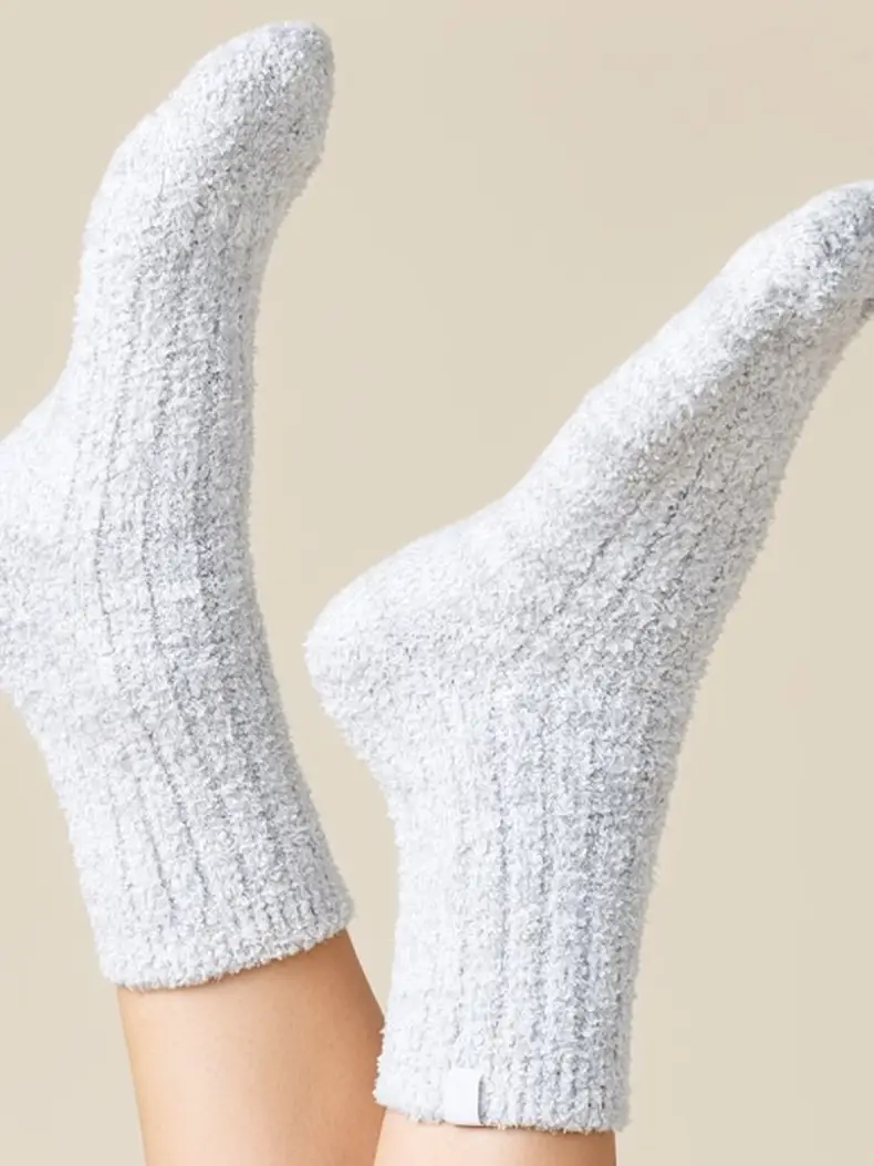 Heather Grey Marshmallow Crew Socks
