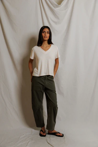 Clementine Stripe Elliot Brushed Sweater Stripe V-Neck Tee