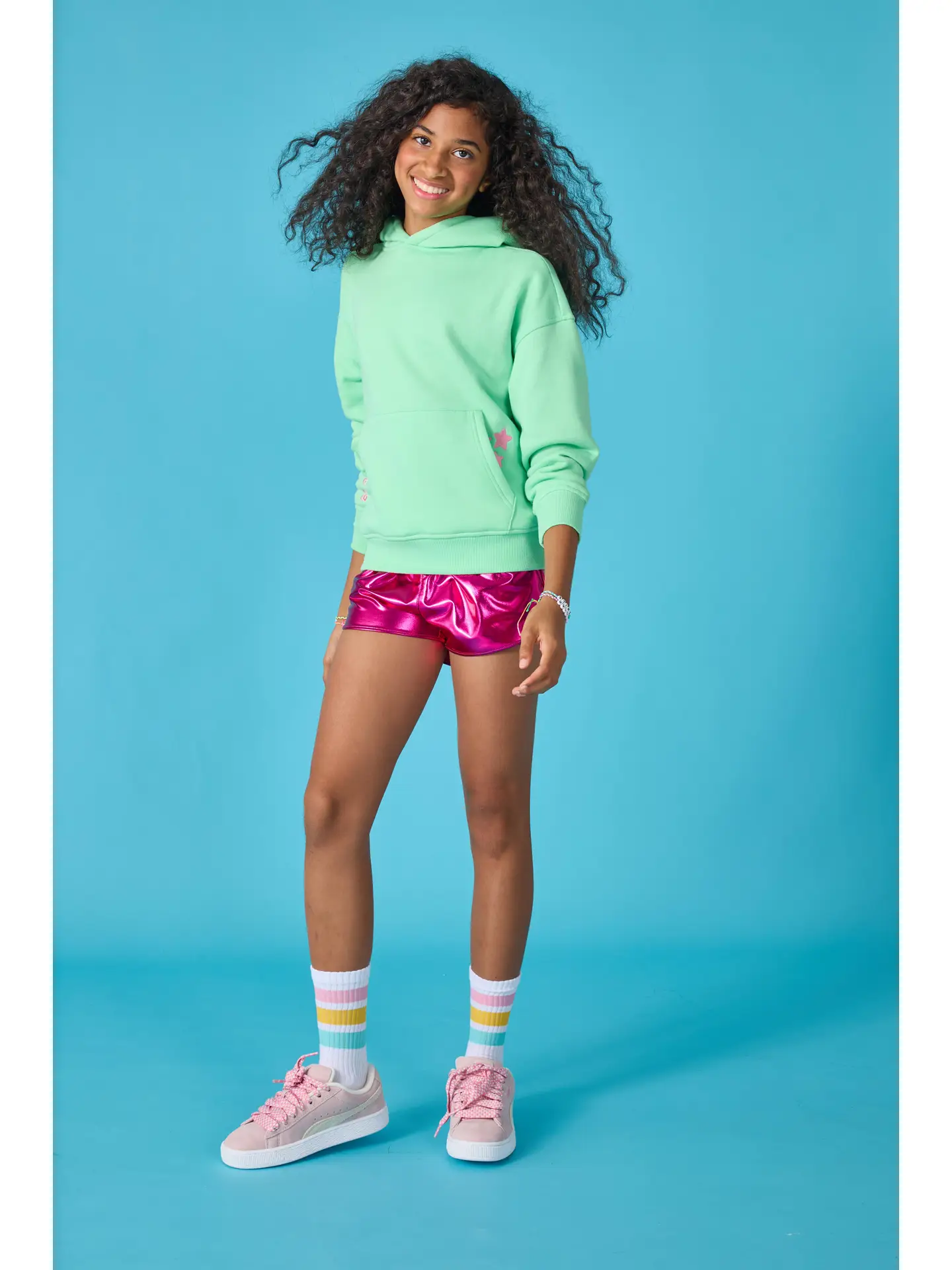 Apple Green Embroidered Tiger Hoodie