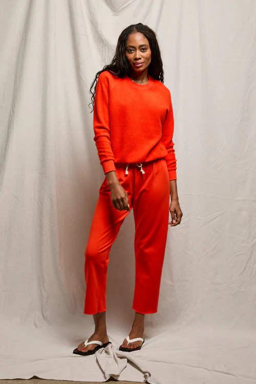 Tomato Ziggy Inside Out Fleece Shrunken Crewneck