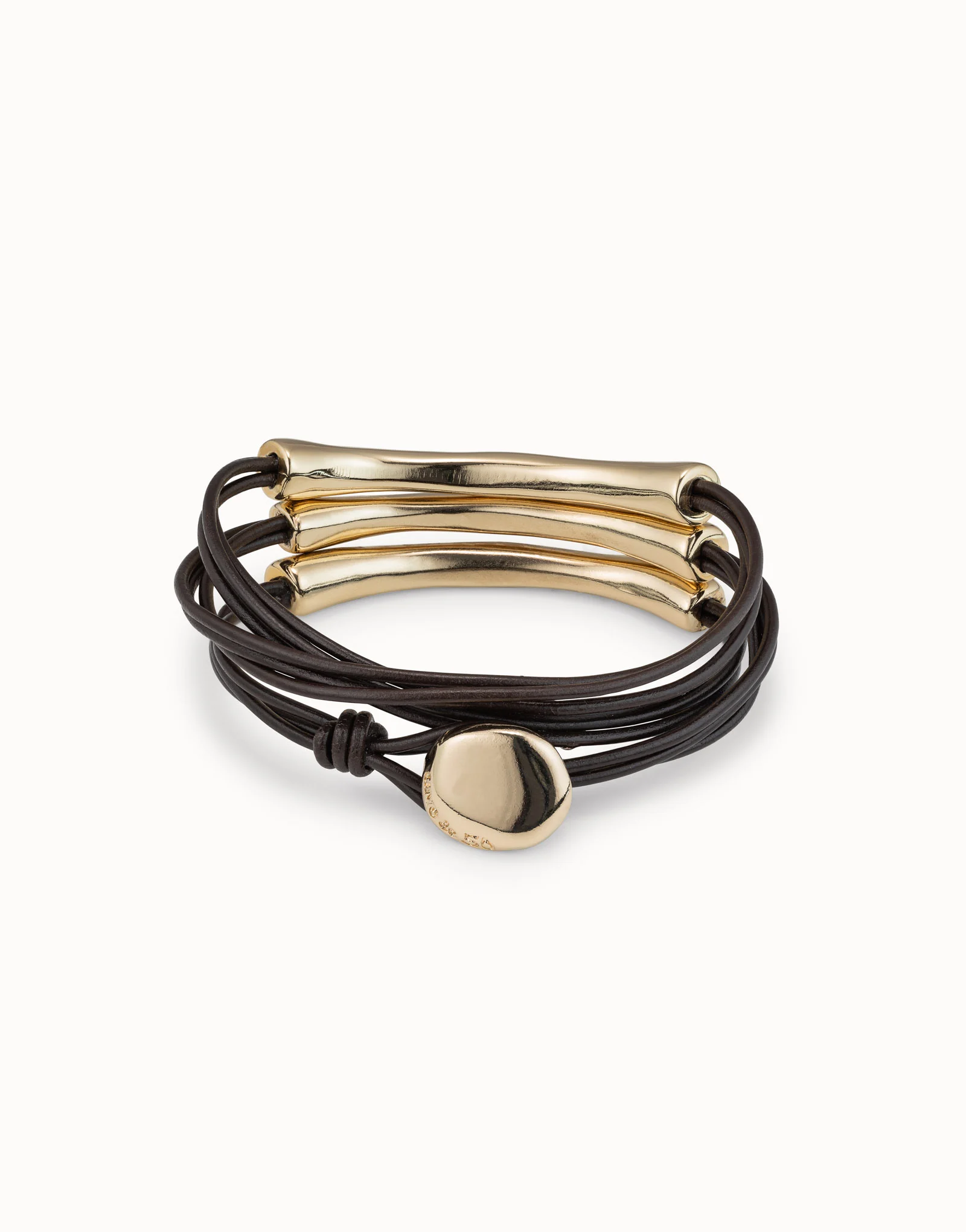 Multi-Strand Leather Bracelet Gold