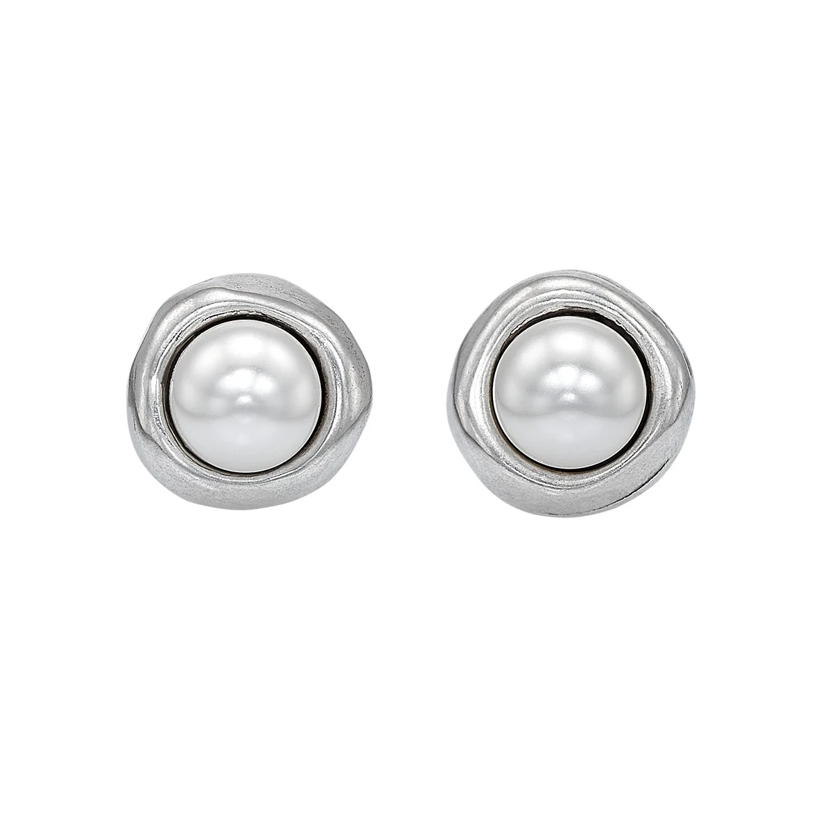 Ego Silver Pearl Stud Earrings