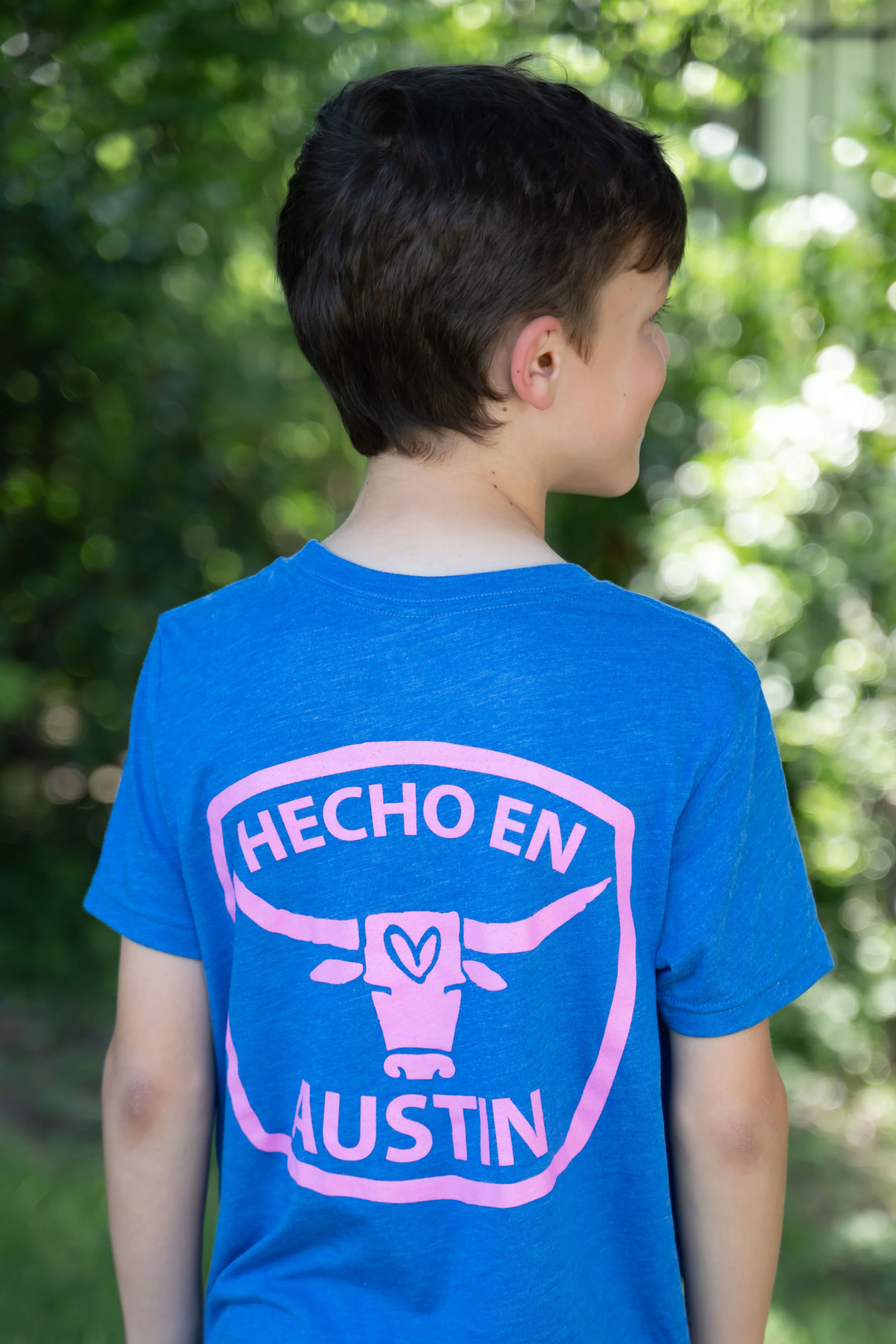 Kids' 'Hecho en Austin' Tee in Royal/Pink