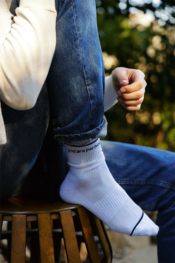 'You Are Perfect" White Socks