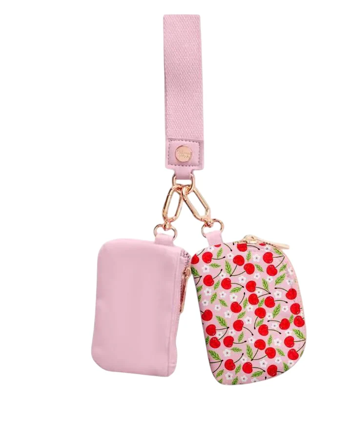 Pink Cherries Dual Wallet Keychain