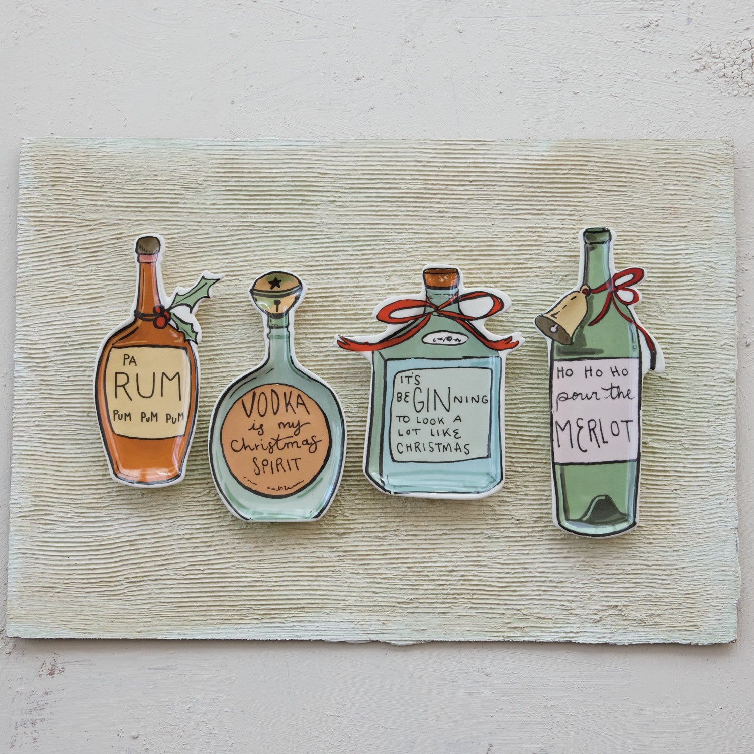 Bottle Shaped Holiday Cocktail Plates