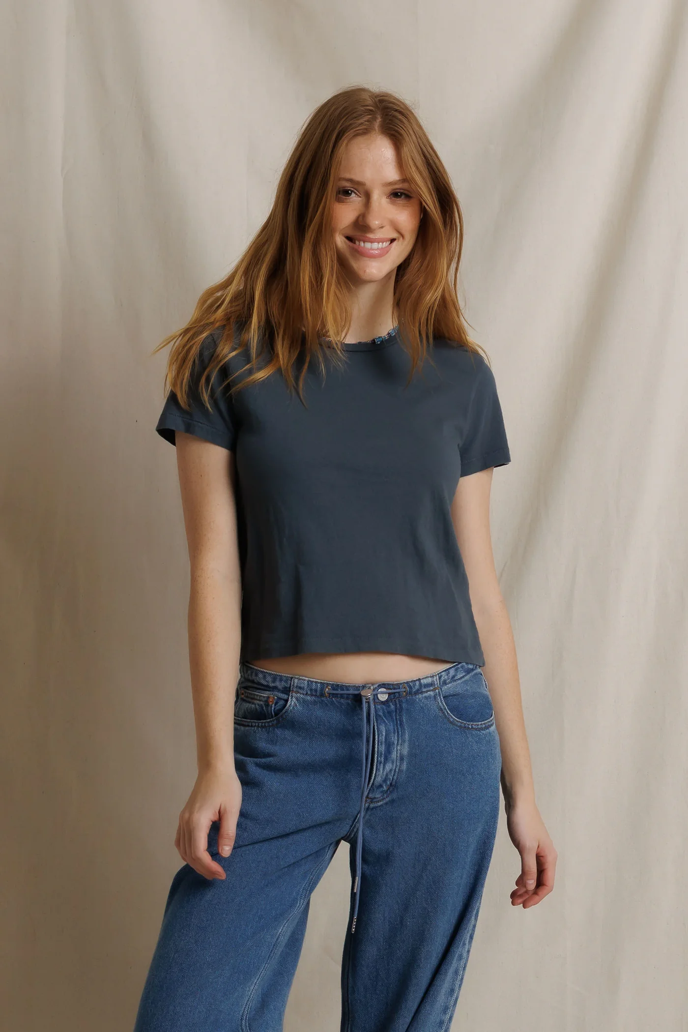 Harley Cotton Boxy Crew Tee in Turbulence