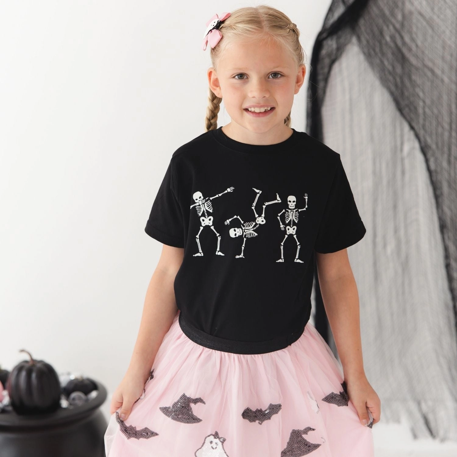 Glow In The Dark Silly Skelly Halloween Short Sleeve T-Shirt
