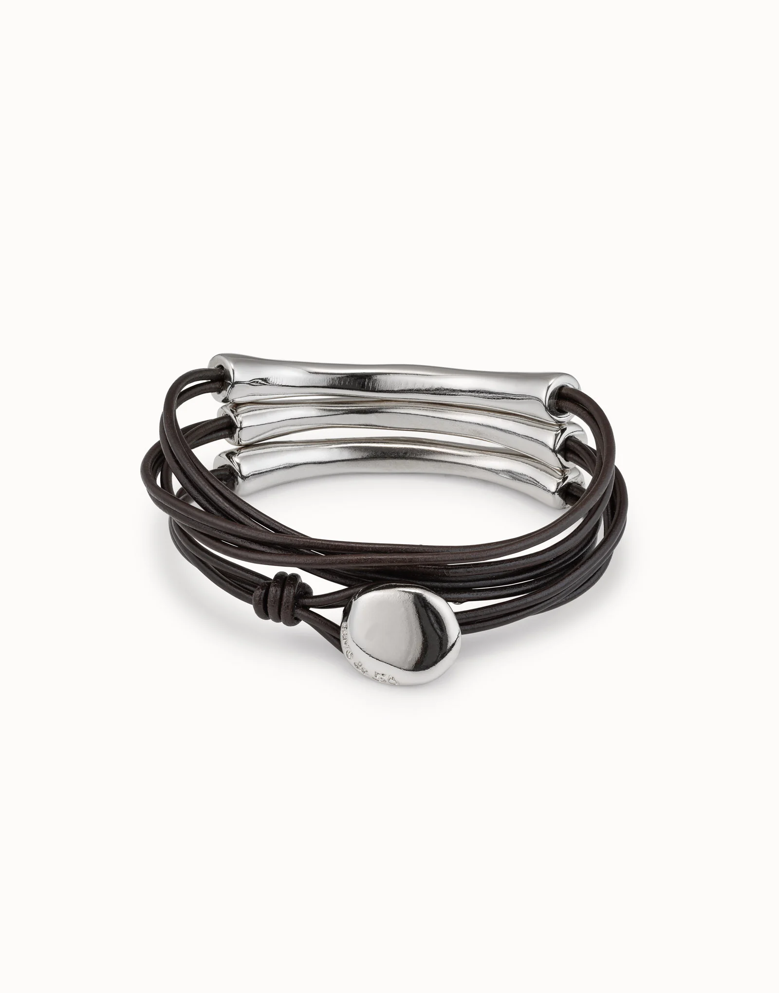 Multi-Strand Leather Bracelet Silver