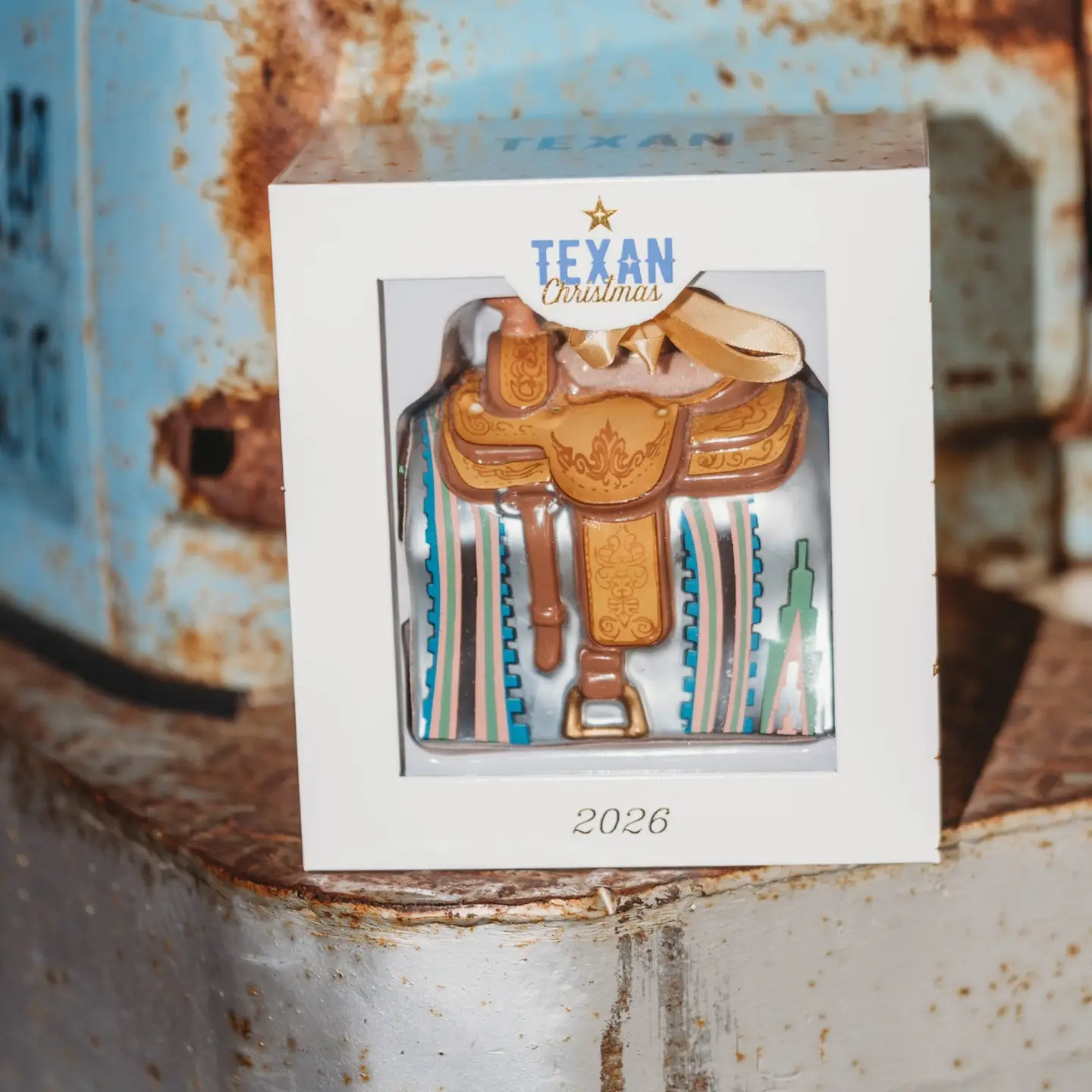 Western Saddle Blown Glass Texas Christmas Ornament – 2026