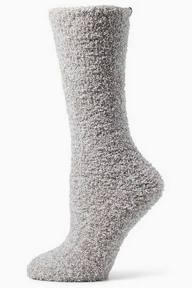 CozyChic® Heathered Socks - Oyster/White