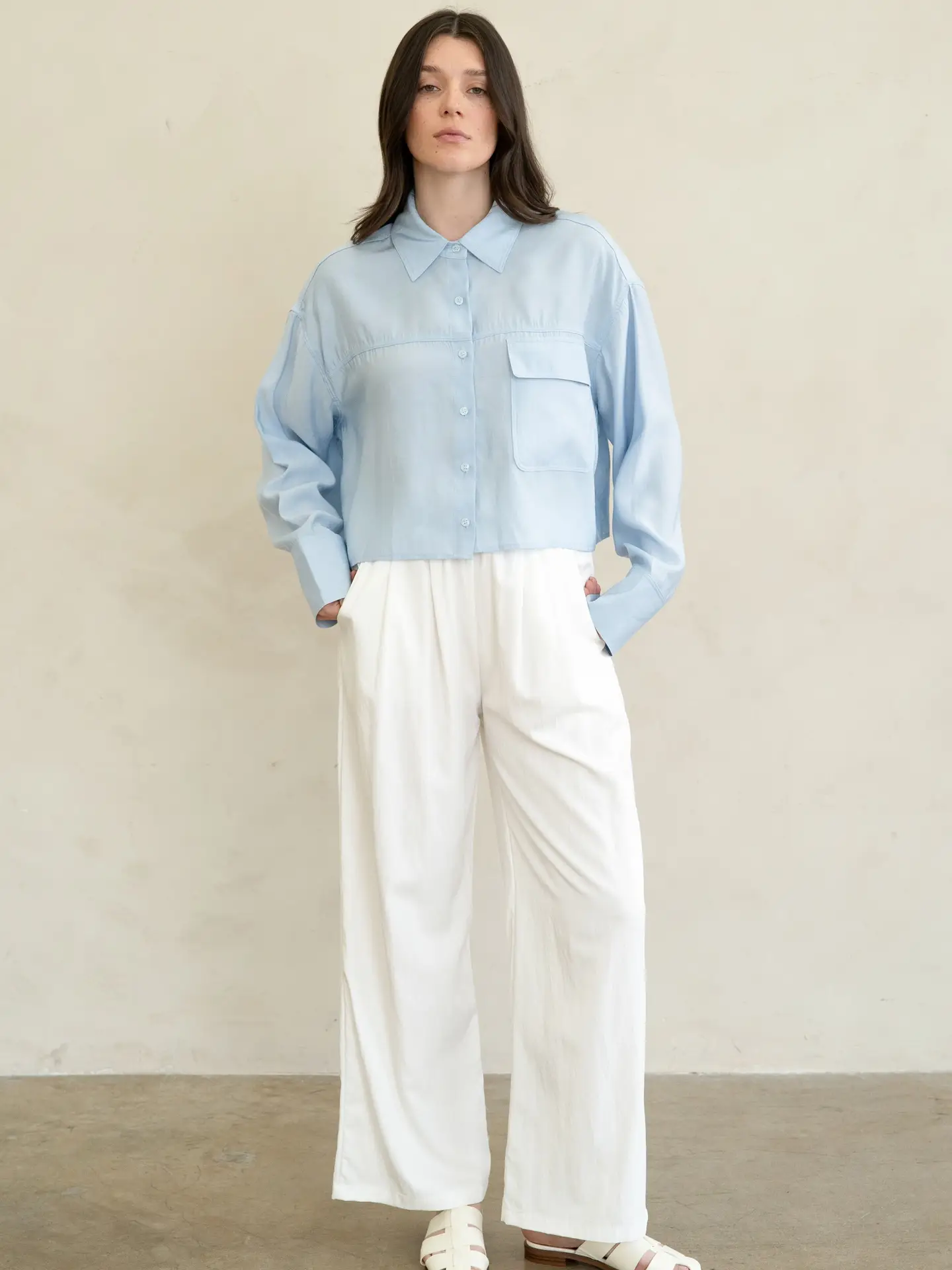 White Wide Leg Drawstring Pants