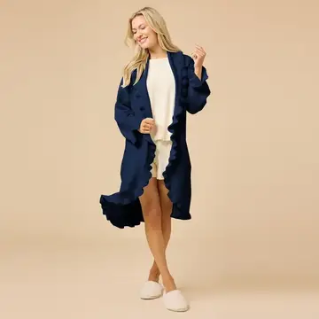 Midnight Ruffle Chenille Robe