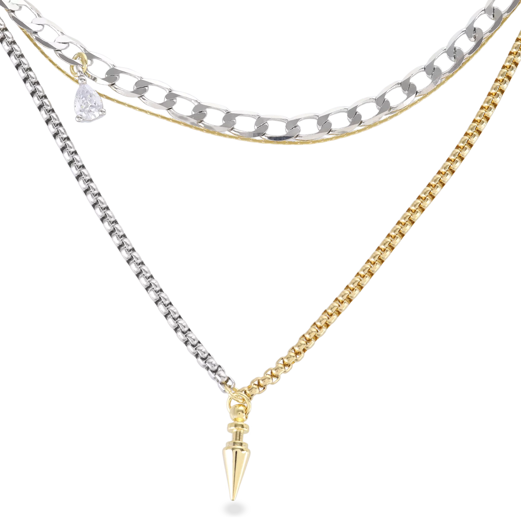 Spike Trio Layered Necklace Set