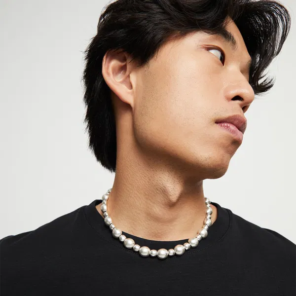 Silver Short Beaded Necklace