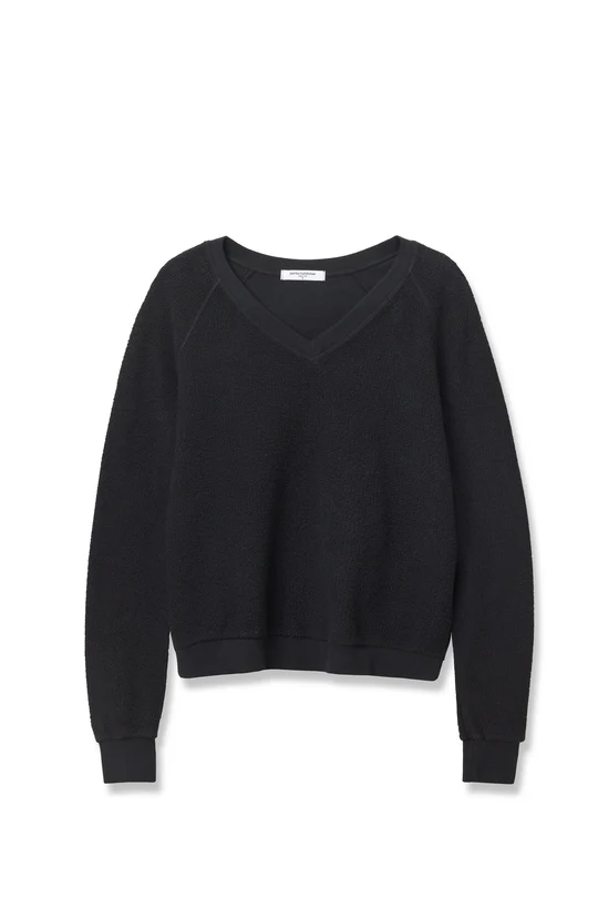 True Black Zuri Reverse Fleece V-Neck Sweatshirt