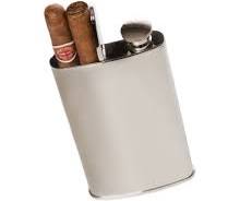 The Wingman Silver Flask & Cigar Holder